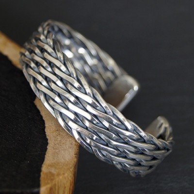 silver sterling bracelet braided cuff wide jewelry1000 mens